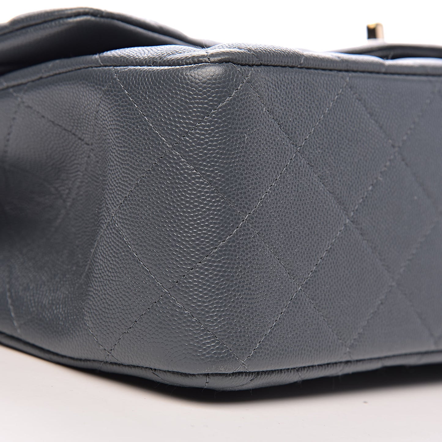 Caviar Quilted Jumbo Double Flap Grey