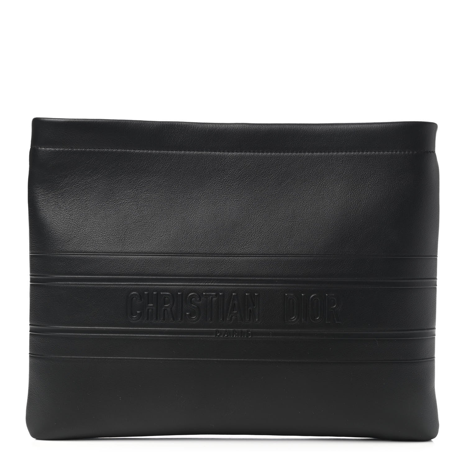 Christian Dior Calfskin Medium Diordouble Zip Pouch Black 1 of 8