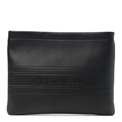 Christian Dior Calfskin Medium Diordouble Zip Pouch Black 1 of 8