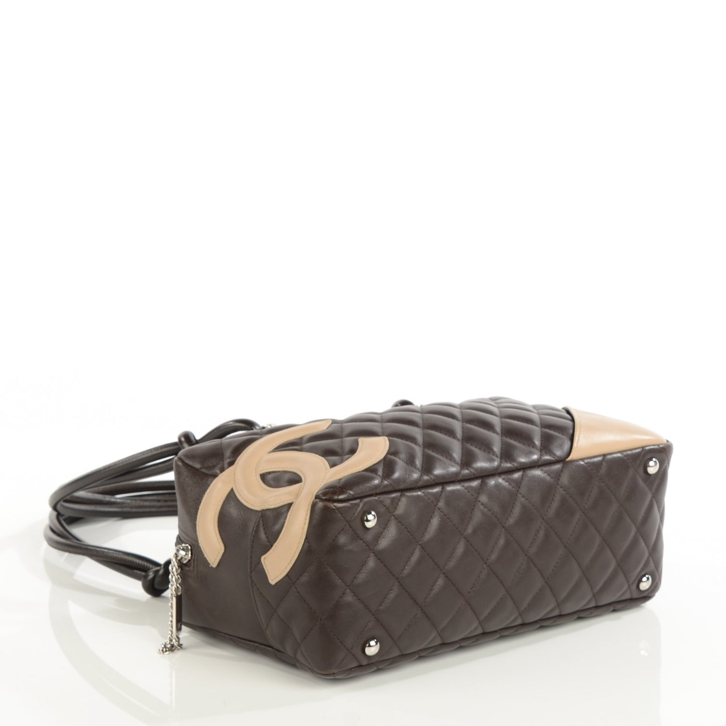 Calfskin Quilted Cambon Large Bowler Brown Beige