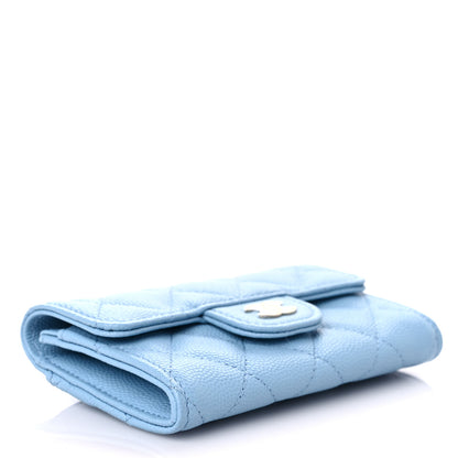 Chanel Caviar Quilted Flap Card Holder Wallet Light Blue 4 of 9