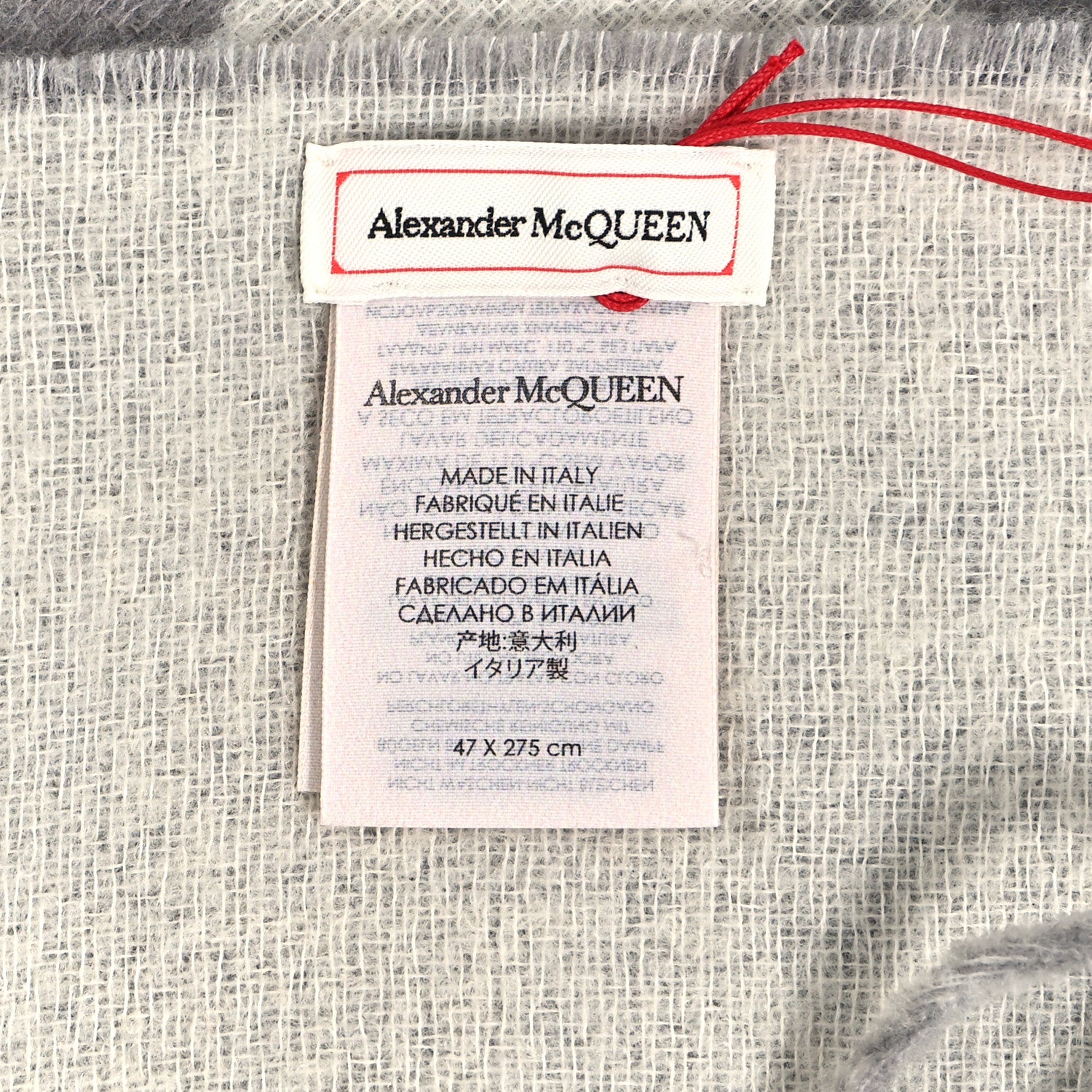 Alexander McQueen Wool Polyamide Skull Heart Logo Scarf Grey 3 of 3