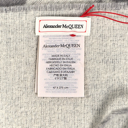 Alexander McQueen Wool Polyamide Skull Heart Logo Scarf Grey 3 of 3
