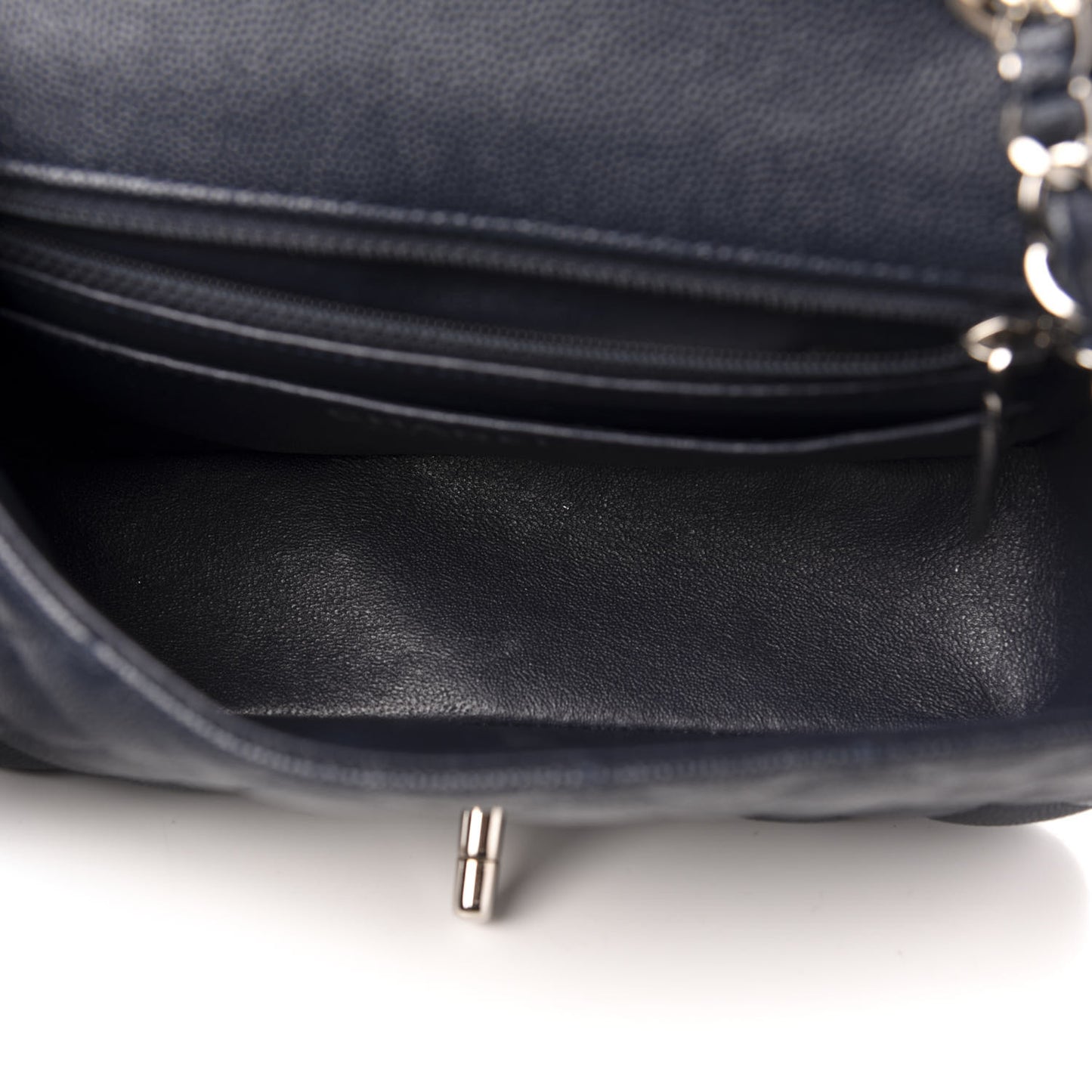 Caviar Quilted Mini Rectangular Flap Navy