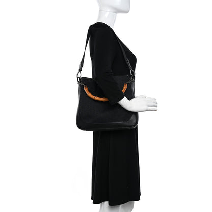 Gucci Monogram Bamboo Top Handle Bag Black 2 of 14
