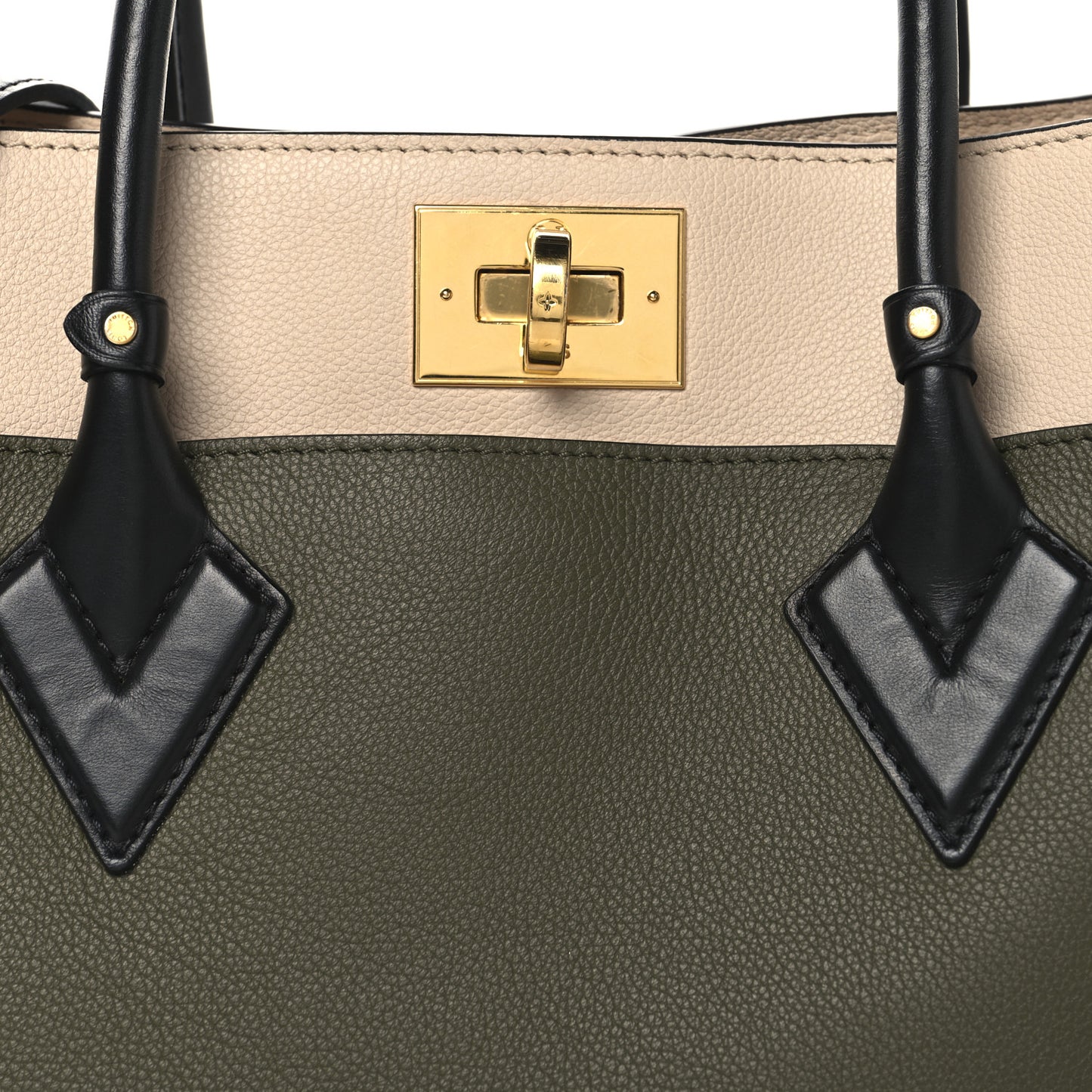 Calfskin Monogram On My Side MM Laurier Green Toffee Latte Beige