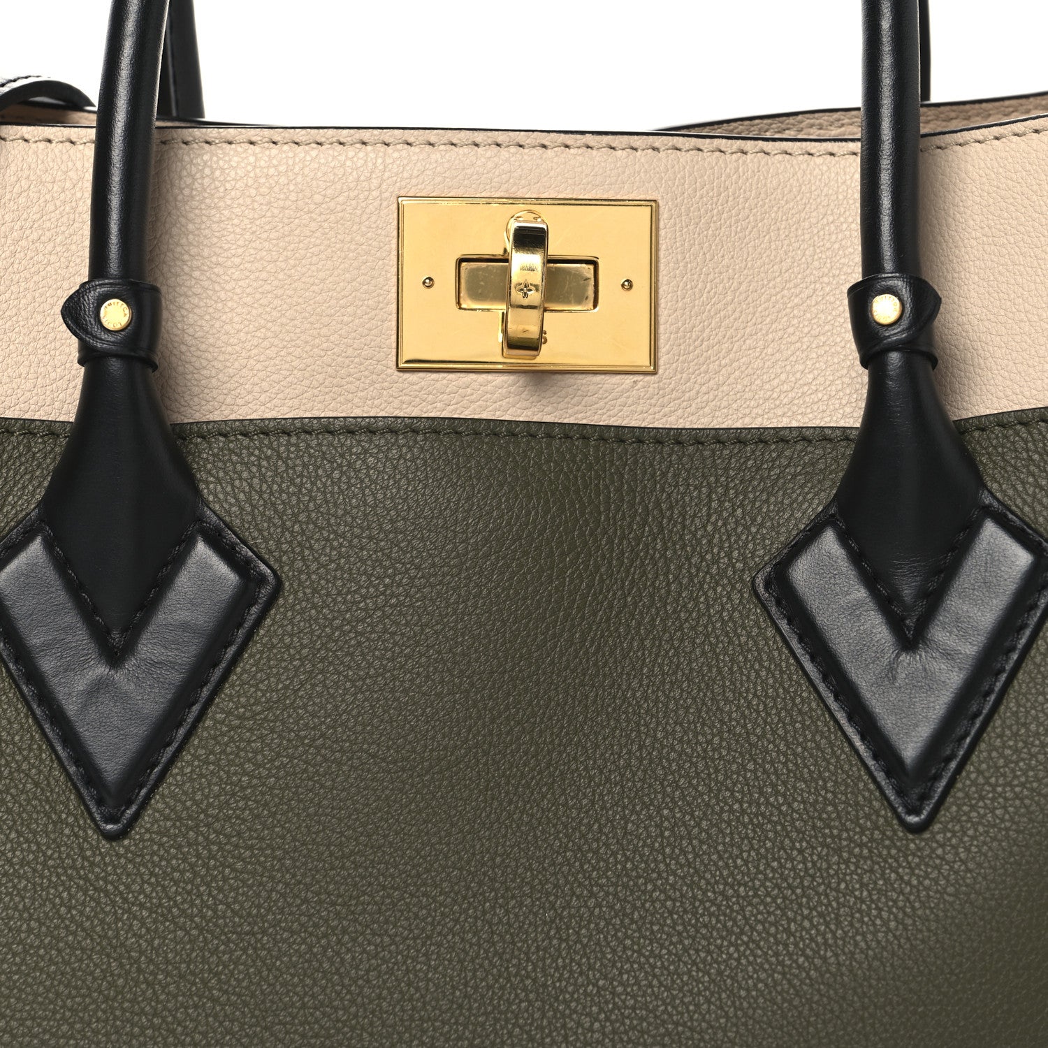 Louis Vuitton Calfskin Monogram On My Side MM Laurier Green Toffee Latte Beige 7 of 9