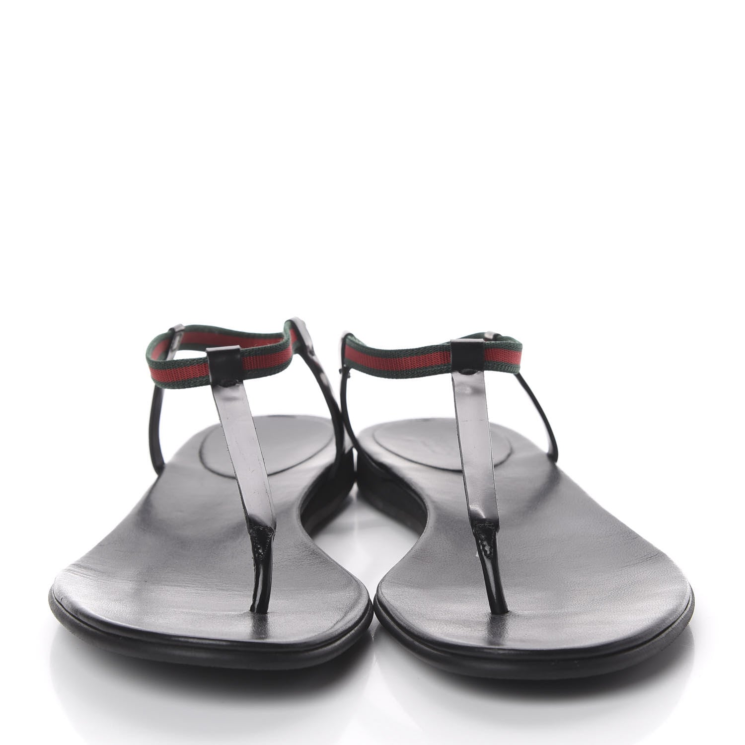Gucci Calfskin Web Thong Sandals 41.5 Black 2 of 7