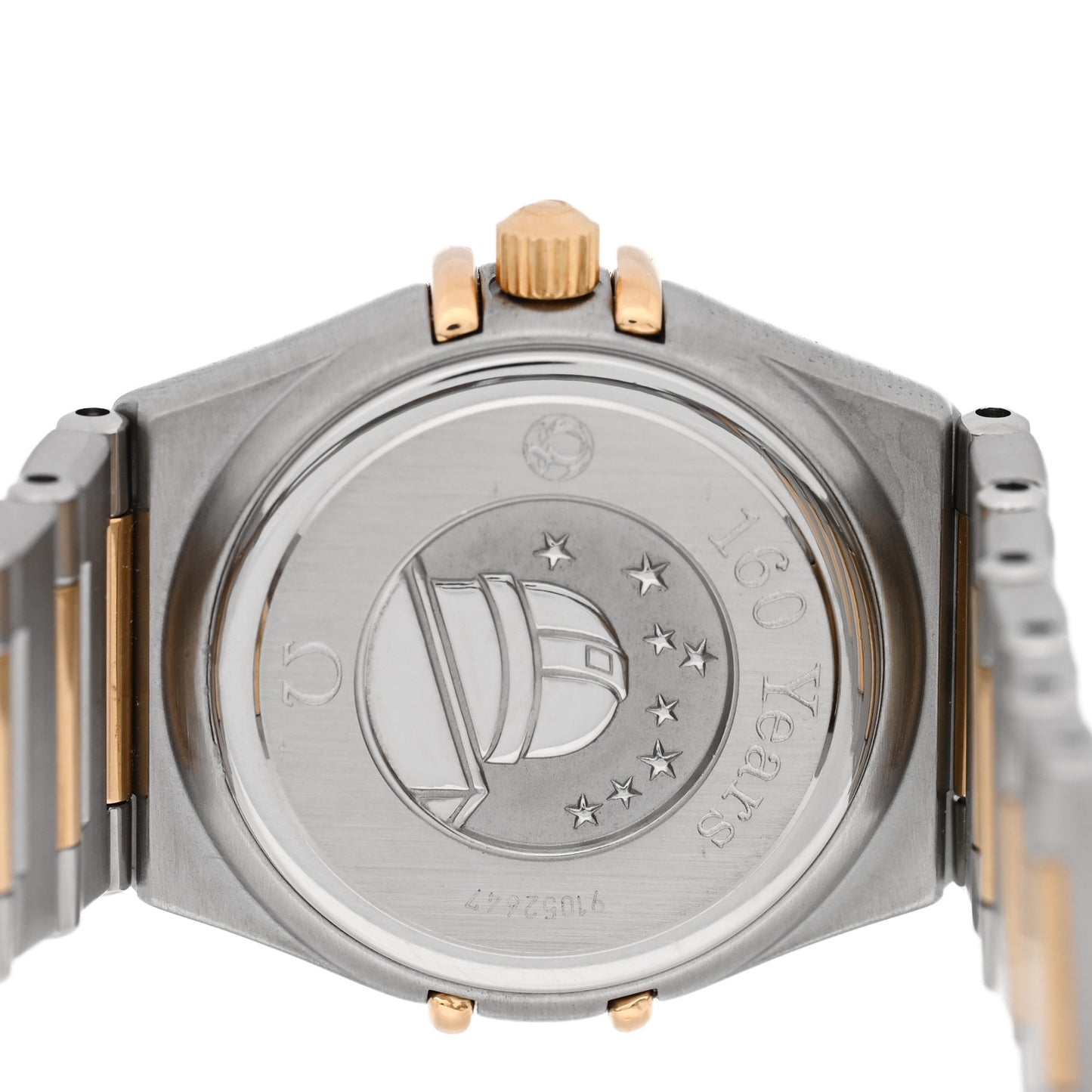 Stainless Steel 18K Yellow Gold Diamond Bezel 22mm Constellation Quartz Watch Champagne 111.25.23.60.58.001