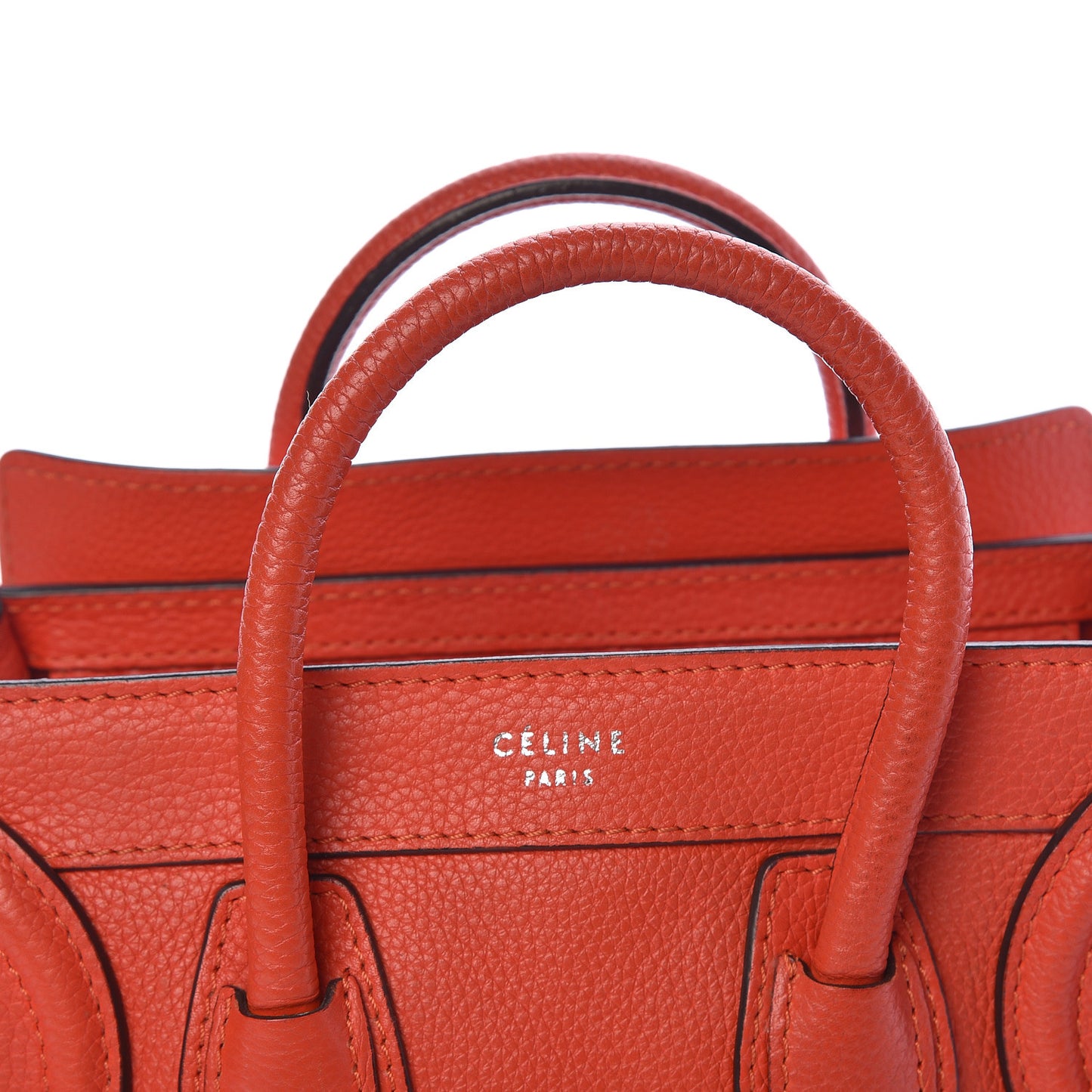 Drummed Calfskin Nano Luggage Vermillion