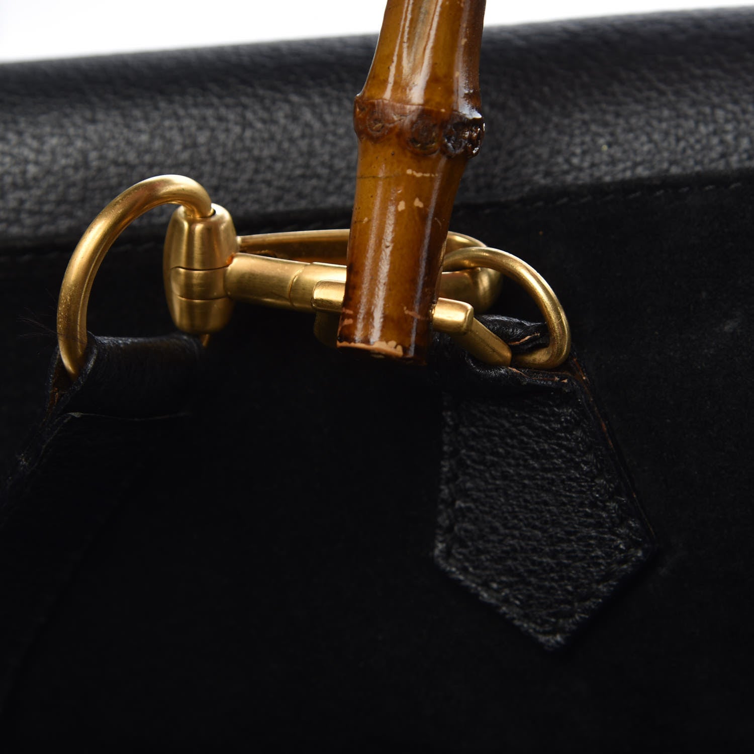 Gucci Suede Bamboo Top Handle Bag Black 15 of 22