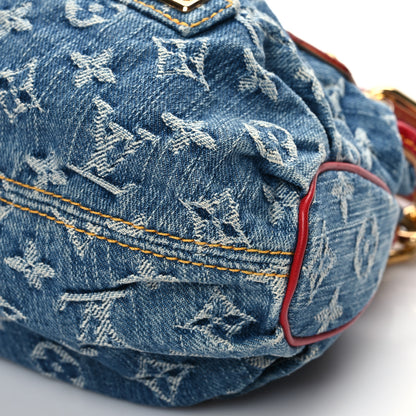 Louis Vuitton Monogram Denim Alligator Pleaty Blue Red 7 of 7