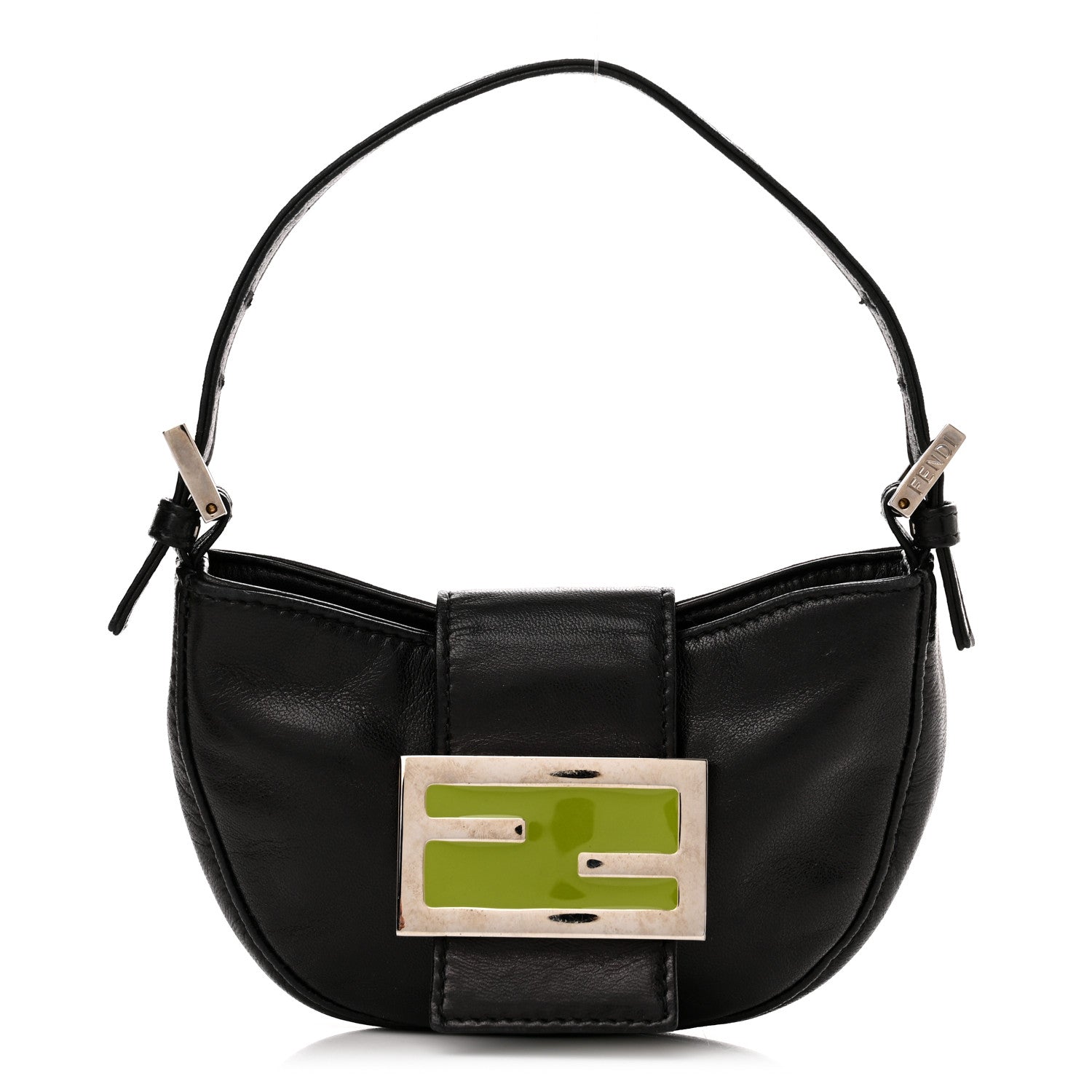 Fendi Nappa Mini Half Moon Baguette Black Green 1 of 9