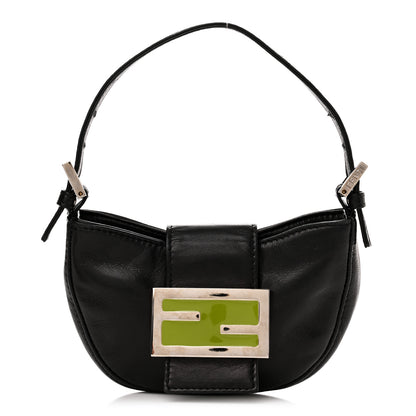 Fendi Nappa Mini Half Moon Baguette Black Green 1 of 9