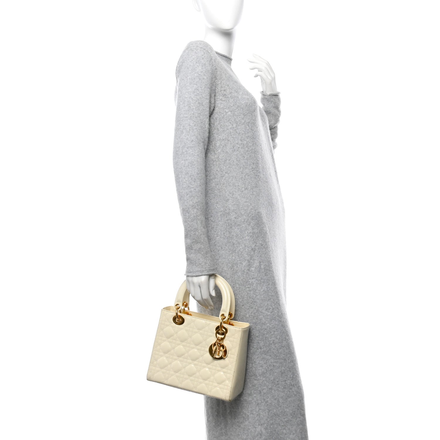 Christian Dior Glazed Calfskin Cannage Medium Lady Dior White 2 of 10