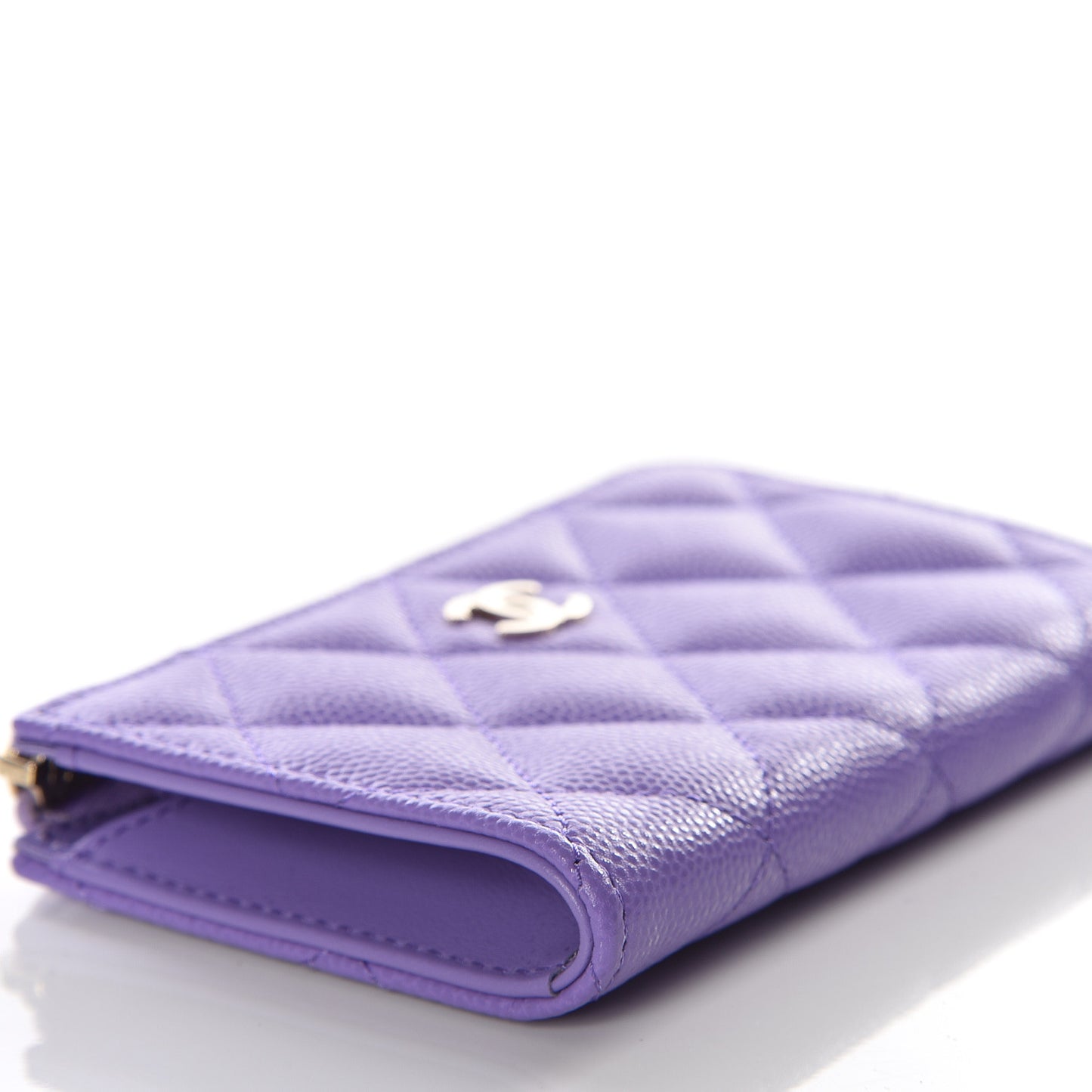 Caviar Quilted Zipped Key Holder Case Purple