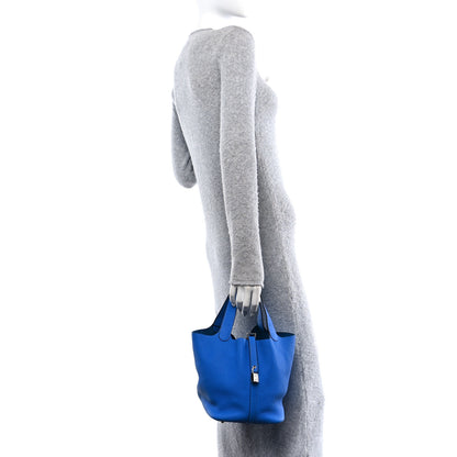Hermes Taurillon Clemence Picotin Lock 22 MM Bleu Royal 2 of 10