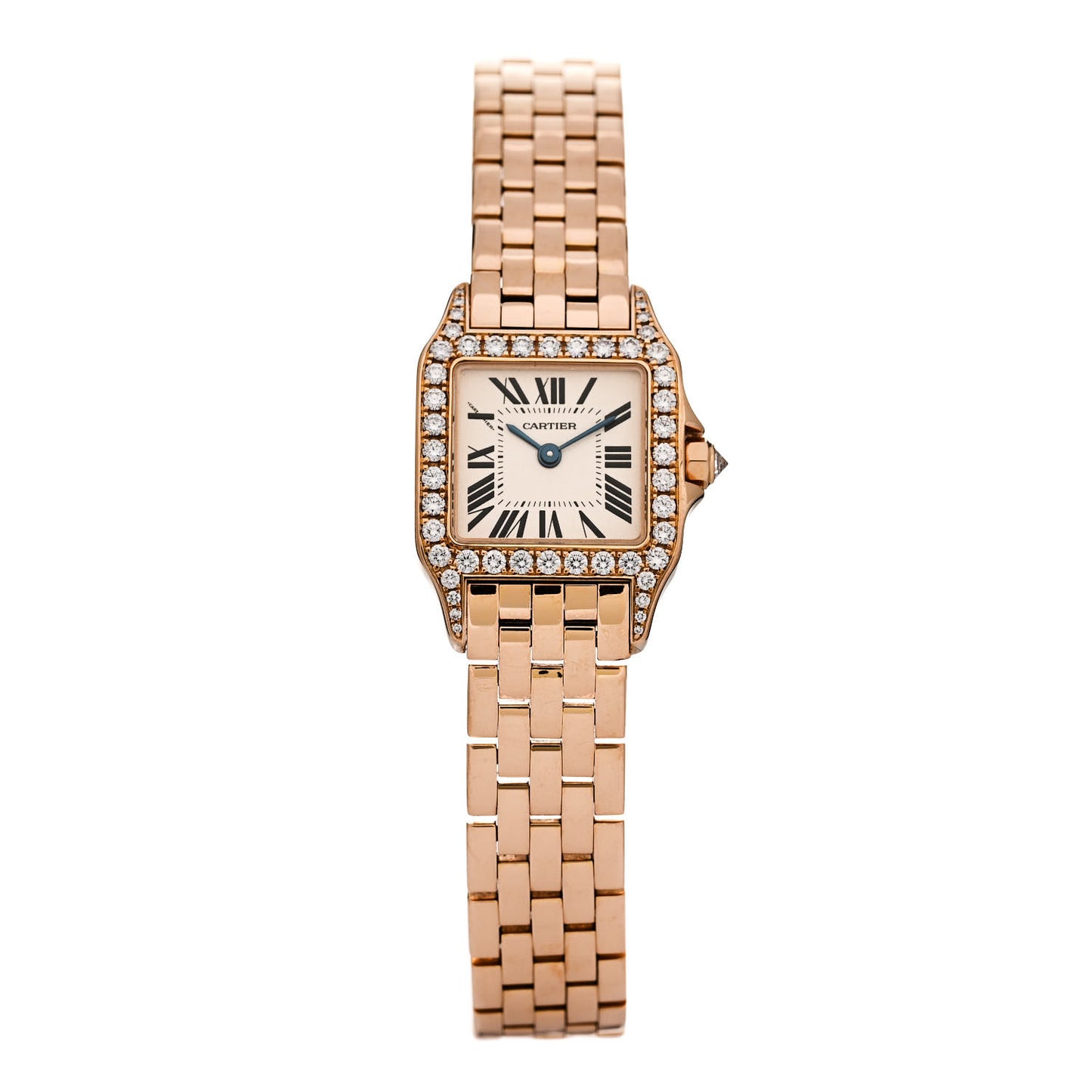 18K Pink Gold Diamond Bezel 20mm Santos Demoiselle Quartz Watch