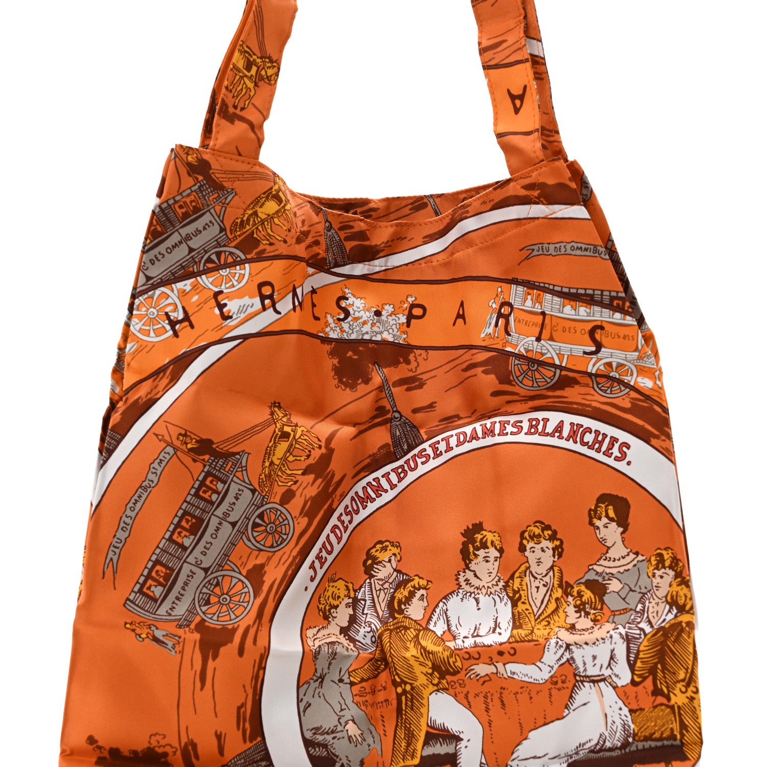 Hermes Buffle Silky Jeu Des Omnibus Et Dames Blanches Pop Shopper Tote Orange Multicolor 7 of 13