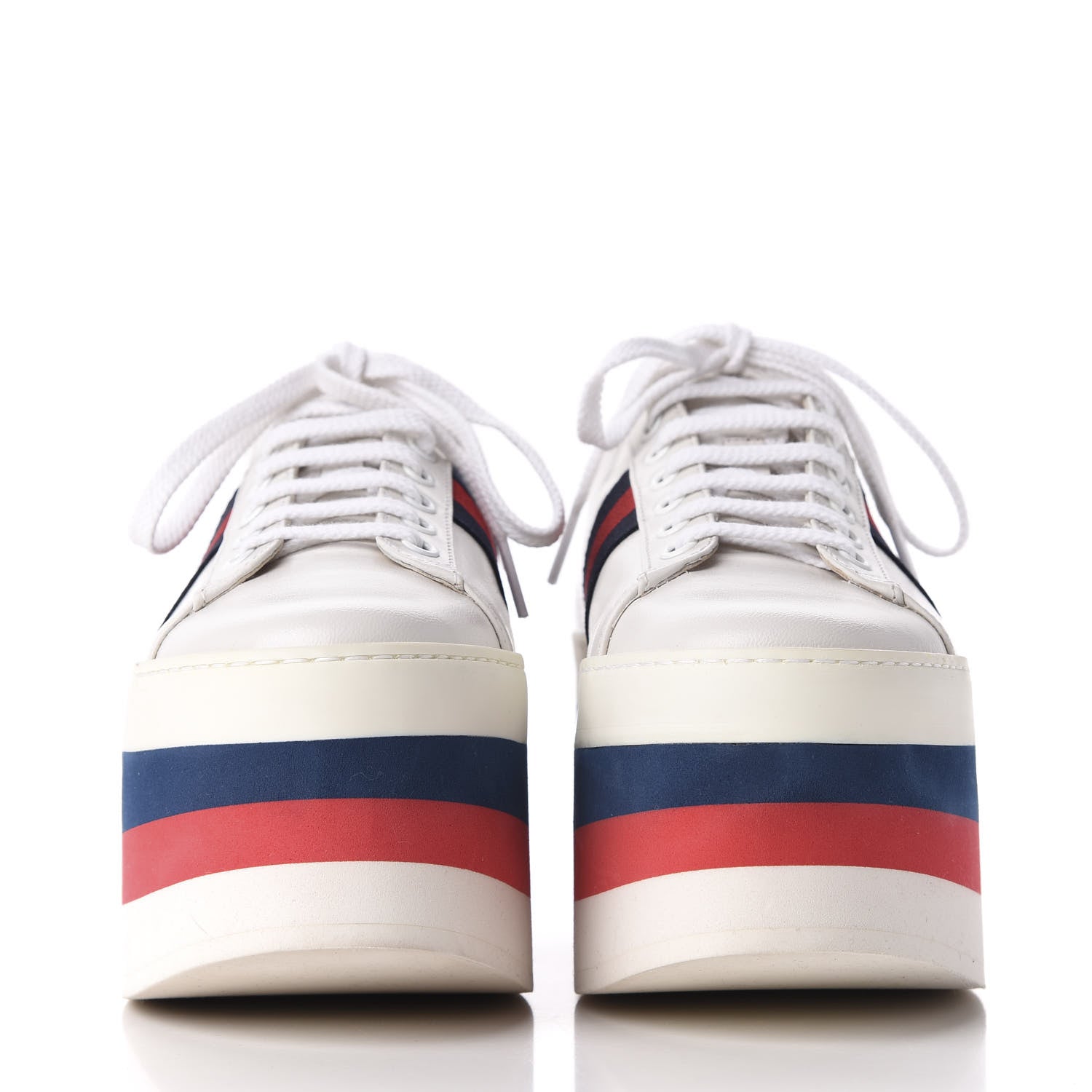 Gucci Calfskin Peggy Platform Sneakers 38 White 3 of 9
