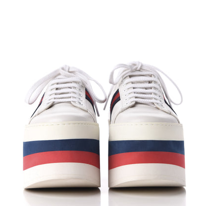 Gucci Calfskin Peggy Platform Sneakers 38 White 3 of 9