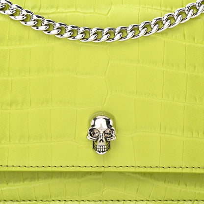 Alexander McQueen Calfskin Crocodile Embossed Skull Mini Crossbody Bag Lichen 8 of 11