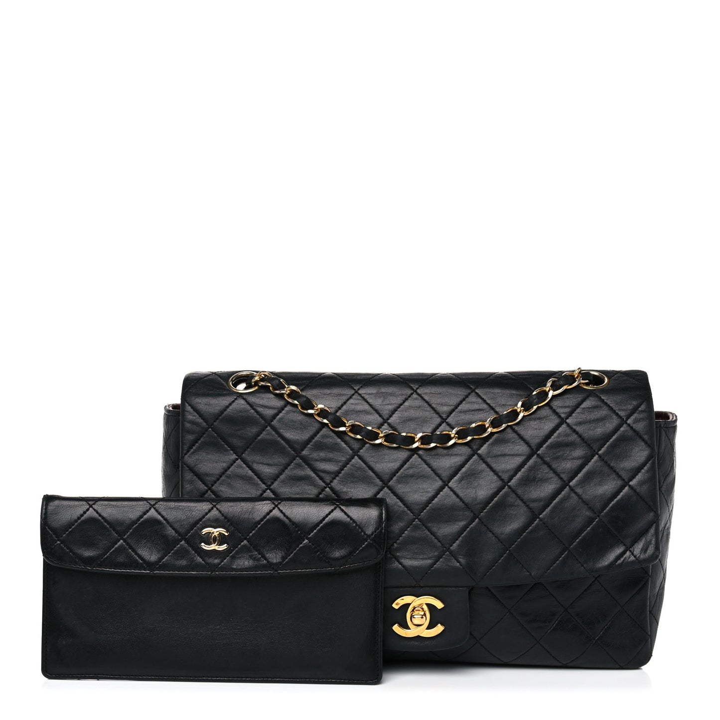 Lambskin Quilted Medium Single Flap Black