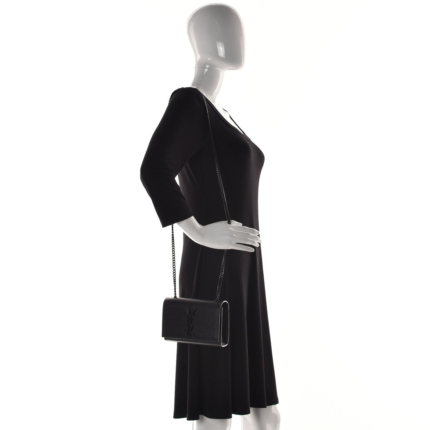 Saint Laurent Grain De Poudre Small Monogram Kate Satchel Black 2 of 9