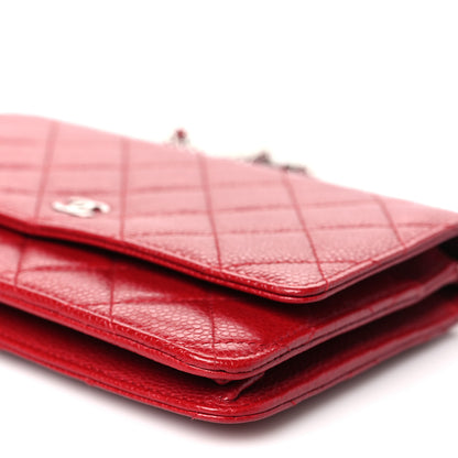 Chanel Caviar Quilted Wallet on Chain WOC Red 11 of 11