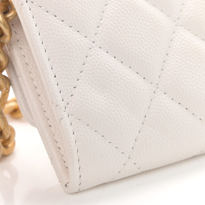 Chanel Caviar Quilted Bracelet On Chain Clutch White 12 of 13