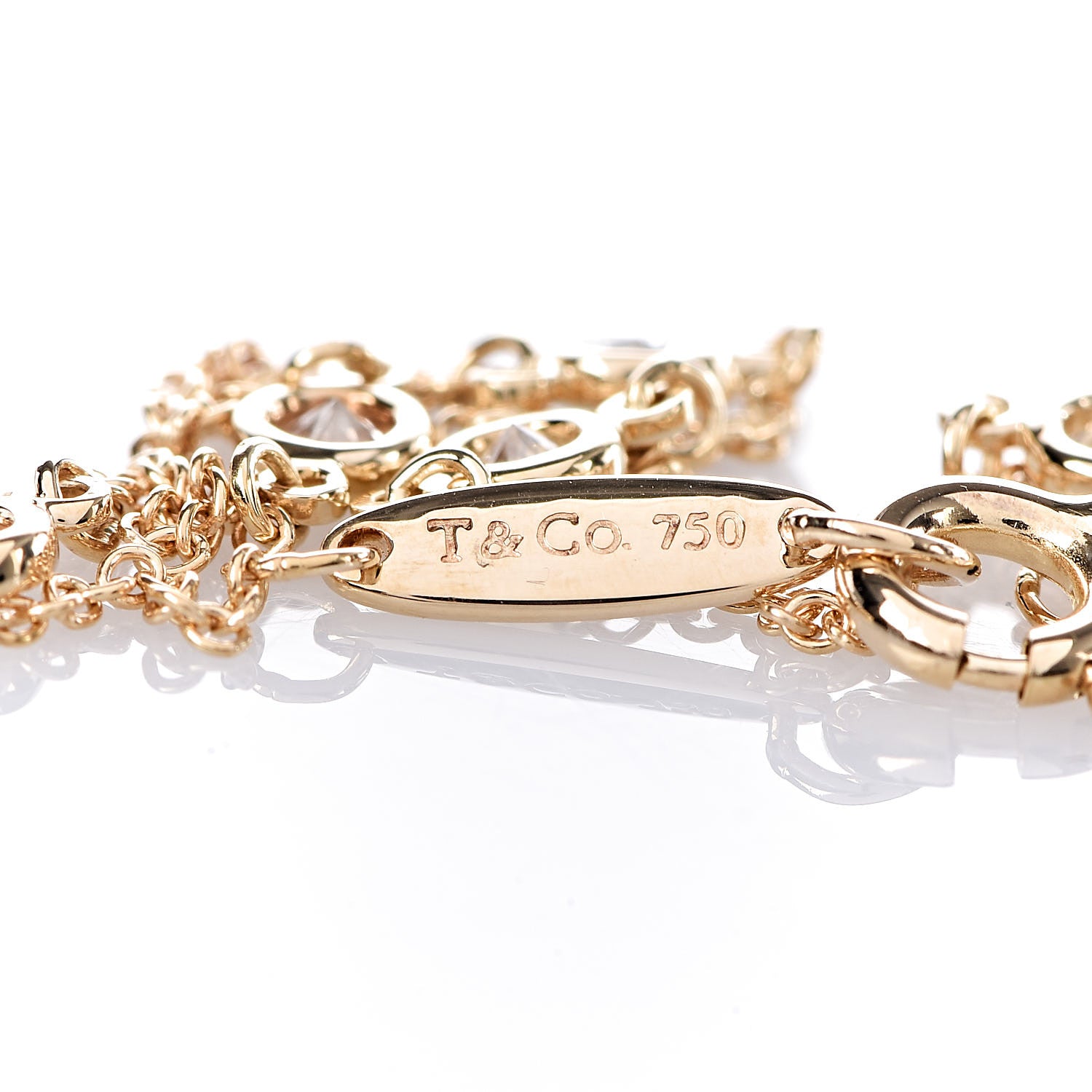 Tiffany 18K Yellow Gold Diamond .30ctw Elsa Peretti Diamonds by the Yard Station Bracelet 5 of 7
