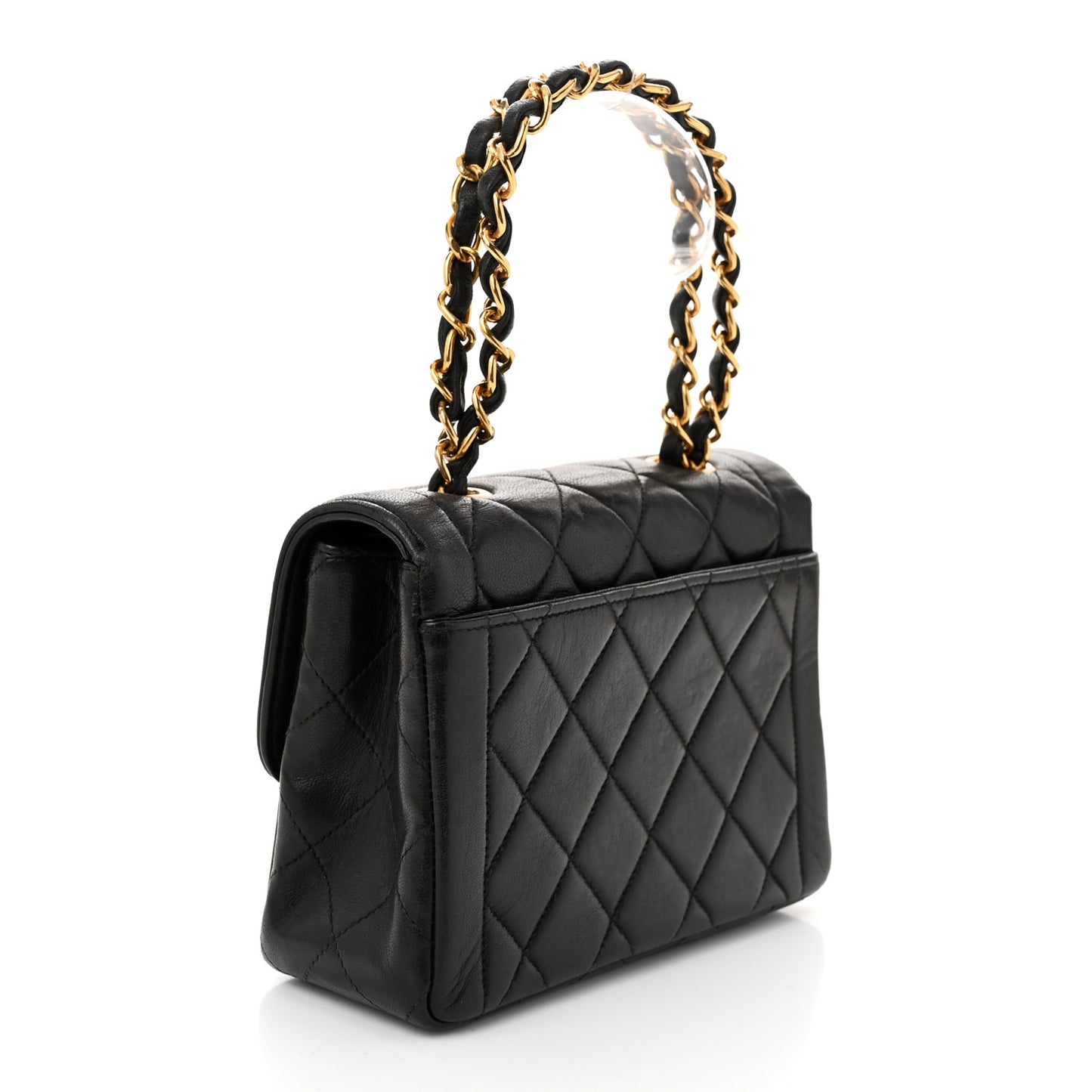 Lambskin Quilted Mini Square Flap Black