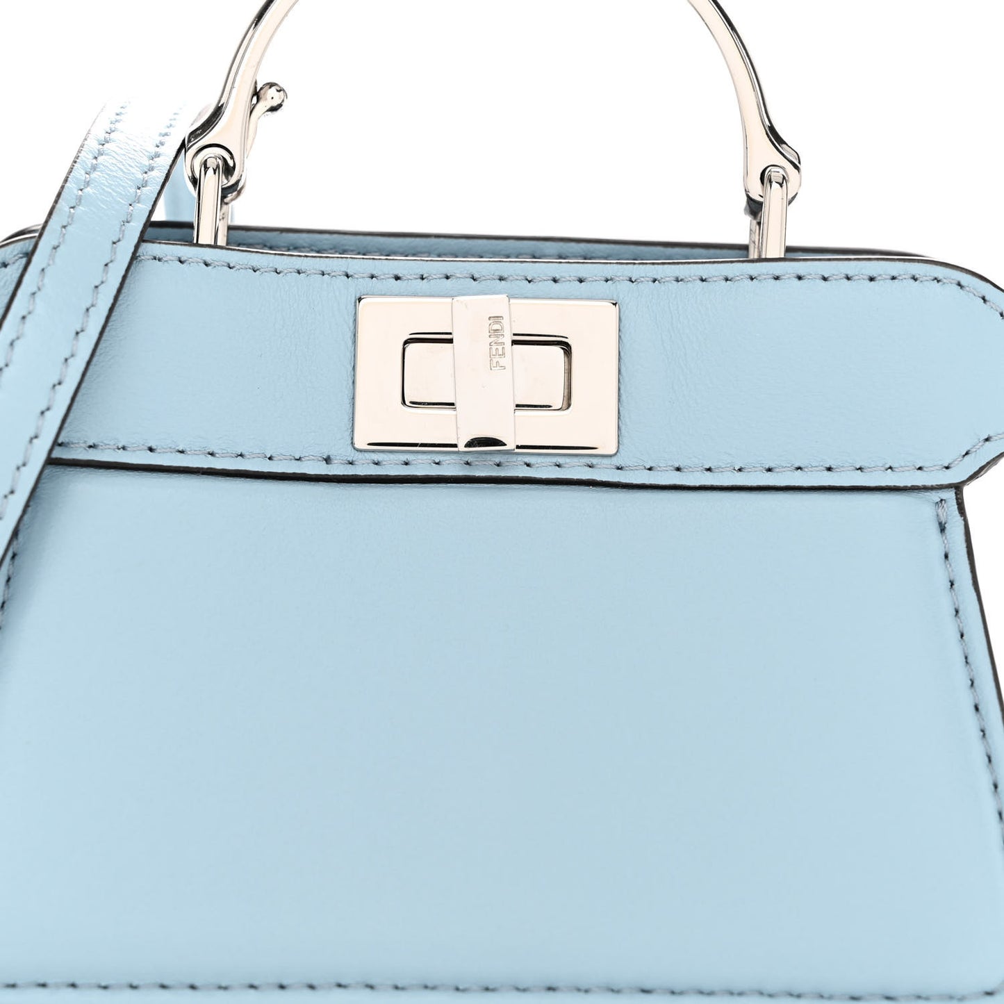 Shiny Nappa Nano Peekaboo Maxi Handle Satchel Azzurro Baby