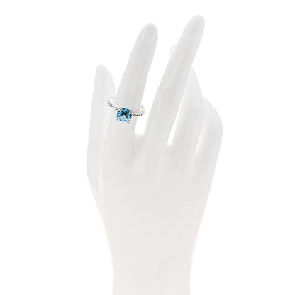 David Yurman Sterling Silver Diamond Blue Topaz 8mm Chatelaine Ring 53 6.25 2 of 5