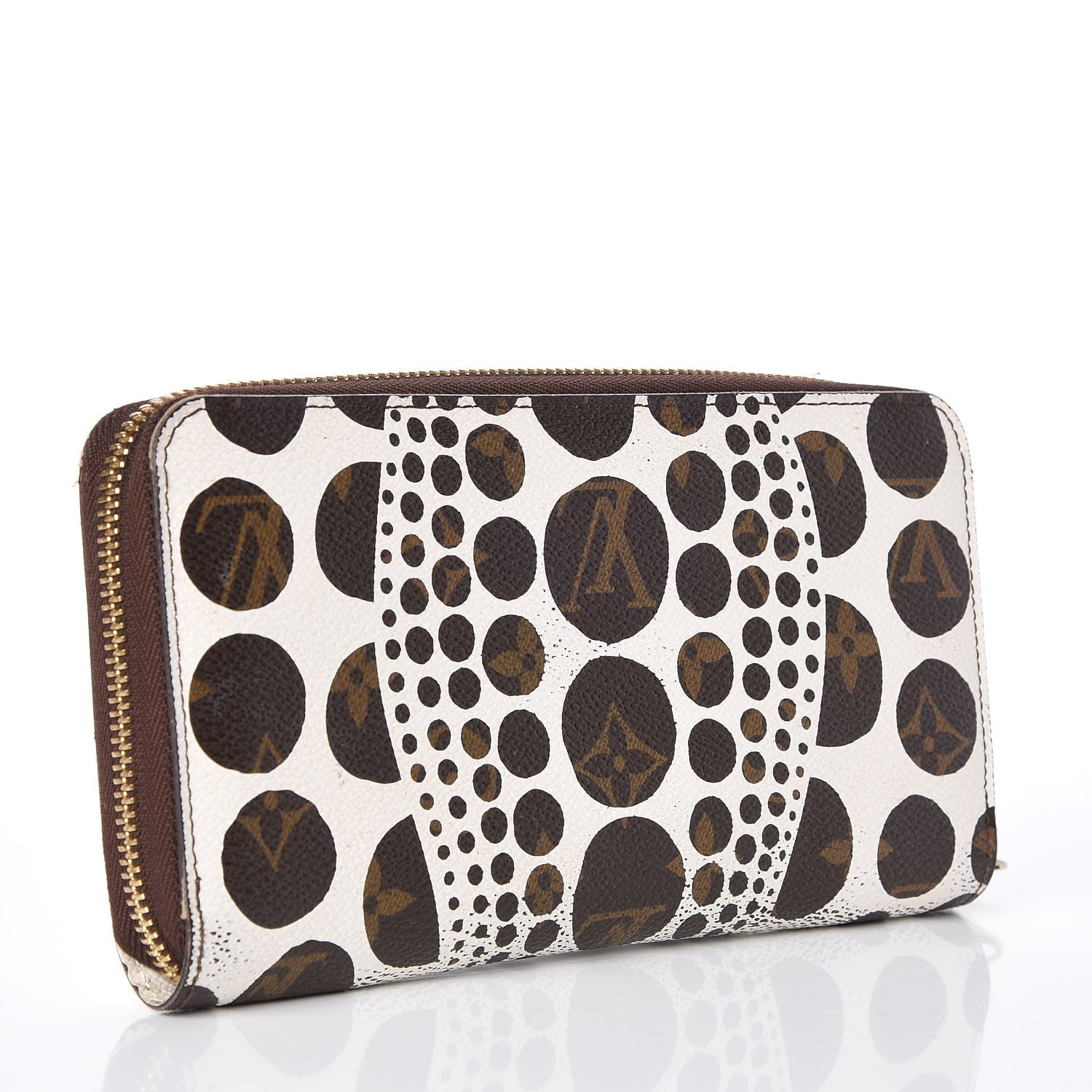 Louis Vuitton Monogram Kusama Pumpkin Dots Zippy Wallet White 3 of 14