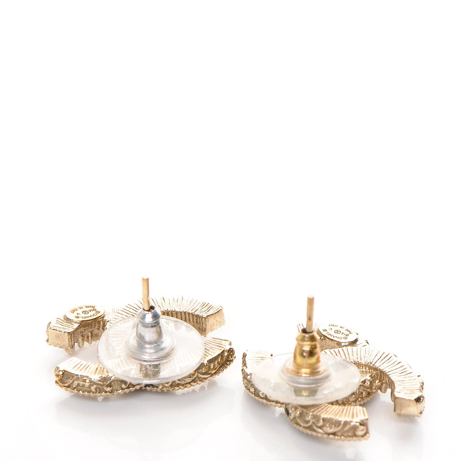 Chanel Enamel CC Baroque Earrings Black Gold 3 of 4