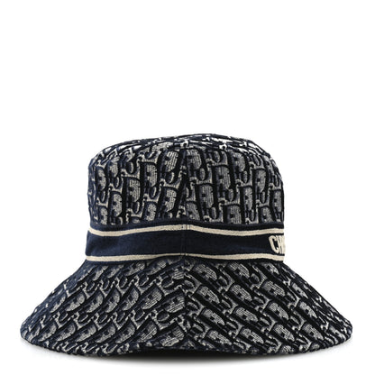 Christian Dior Velvet Oblique Large Brim Bucket Hat 58 Bleu Marine 5 of 8
