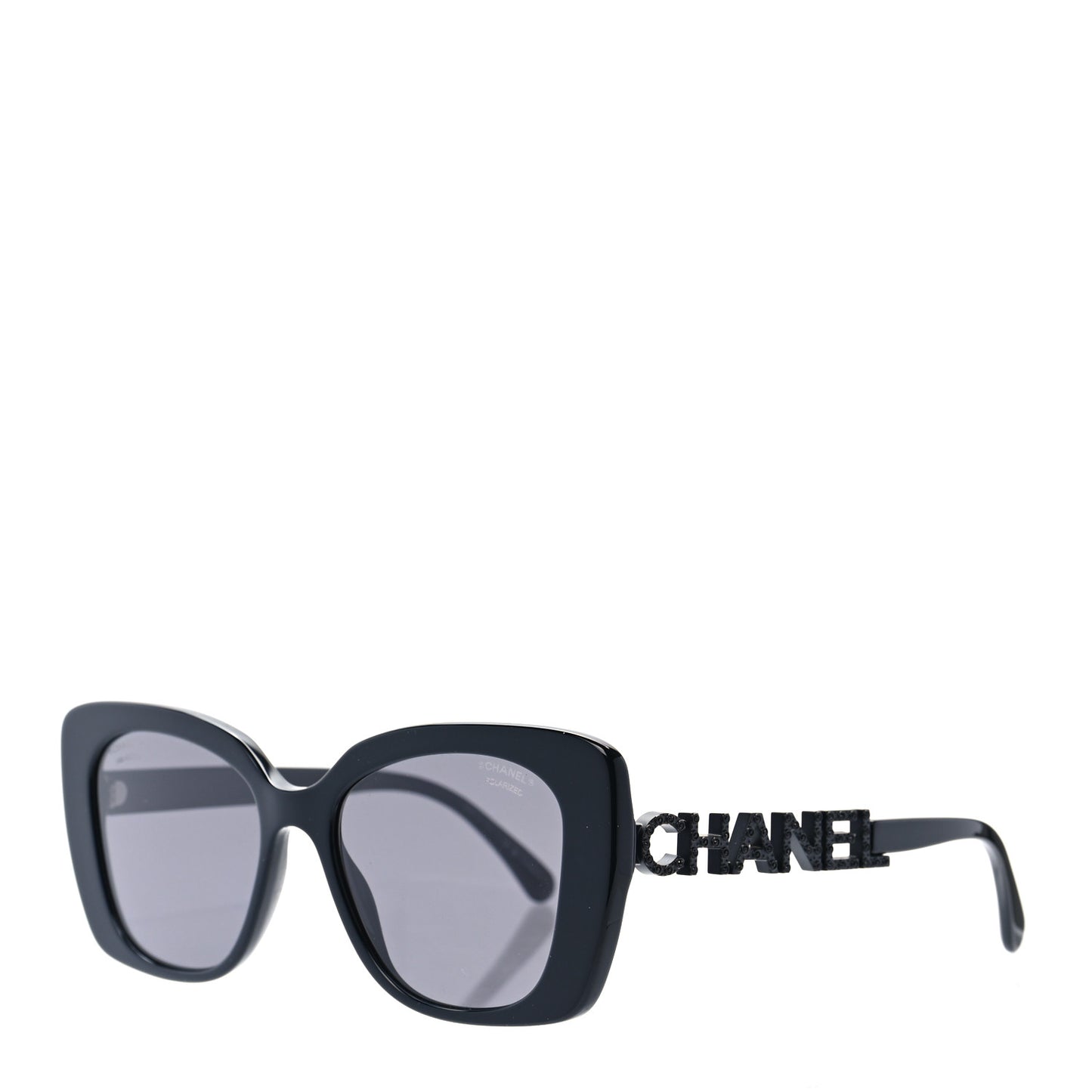 Acetate Strass Square Sunglasses 5422-B Black