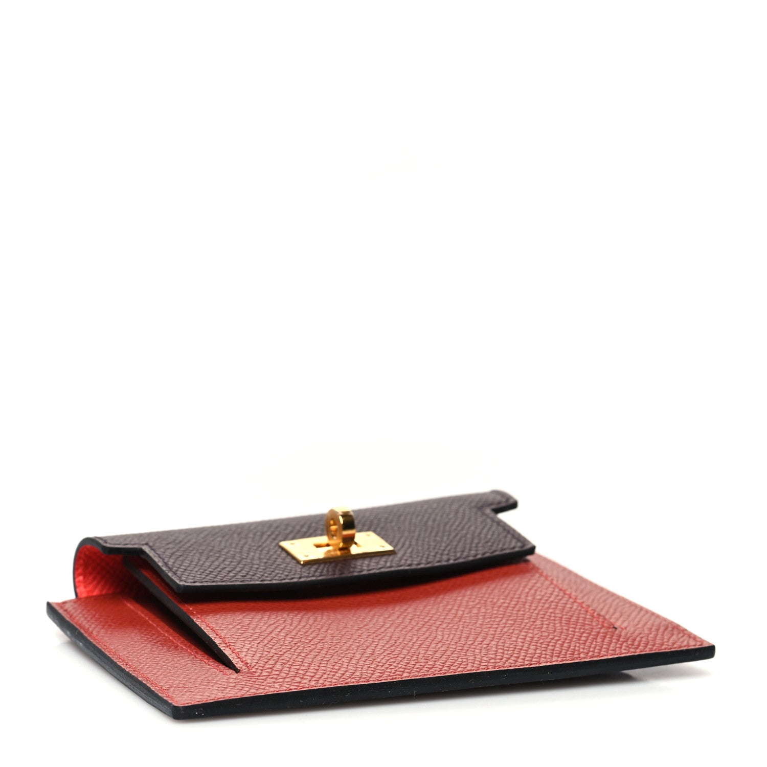 Hermes Epsom Tricolor Kelly Pocket Compact Wallet Rouge Venetian Rouge Sellier Rose Texas 4 of 9