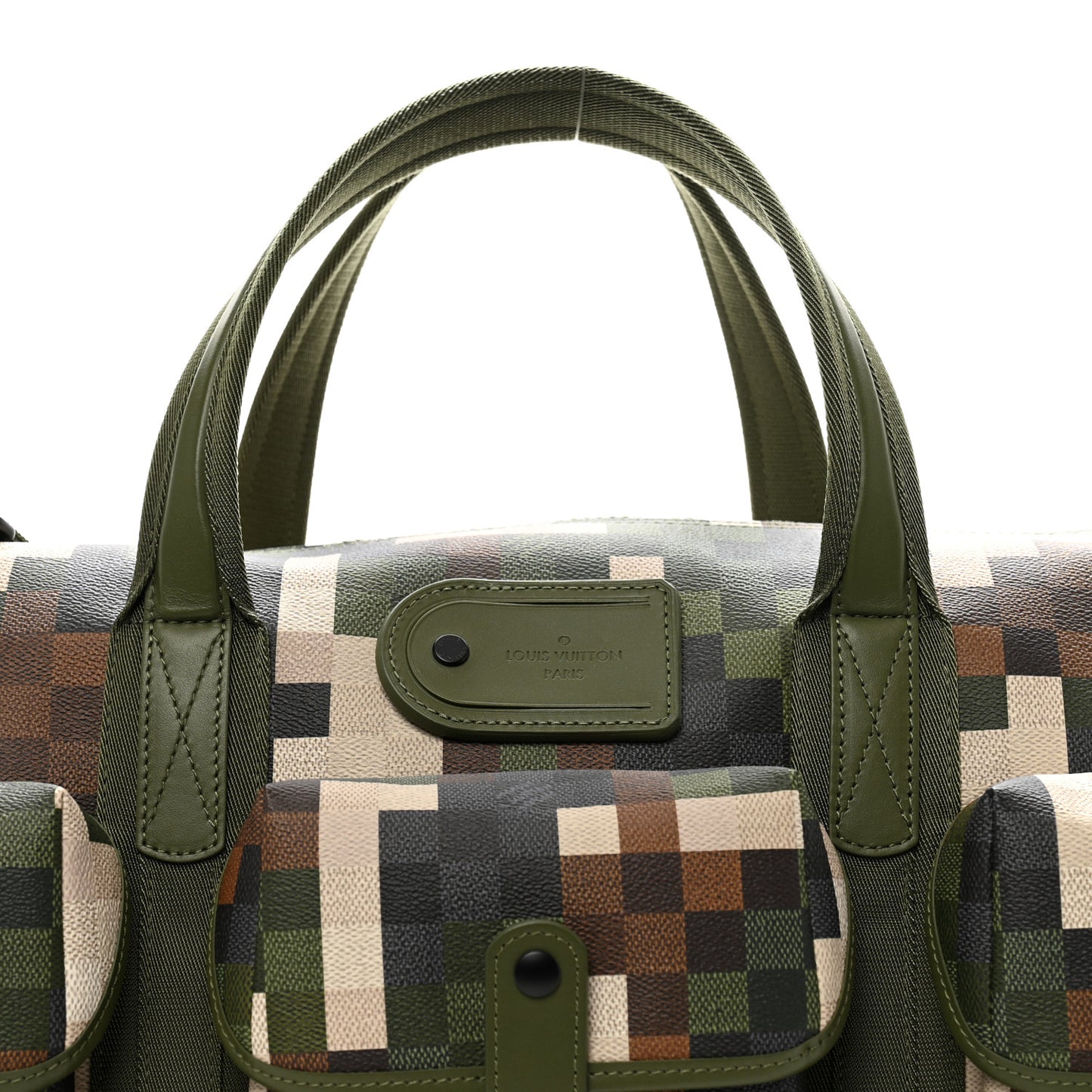 Damoflage Studded LV Trail Keepall Bandouliere 55 Green