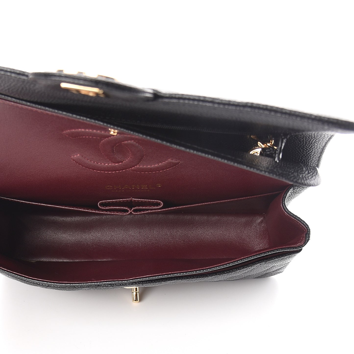 Caviar Quilted Medium Double Flap Black