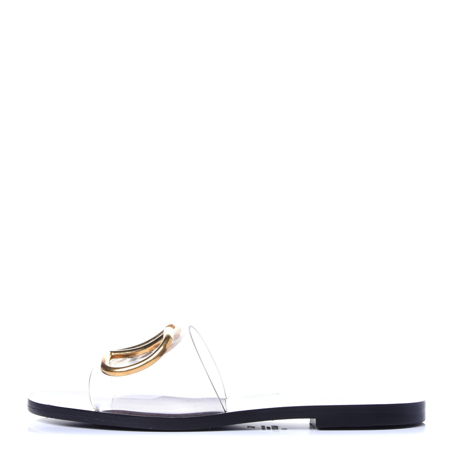 Valentino Garavani PVC Transparent Vlogo Flat Slide Sandals 35 Black 1 of 13
