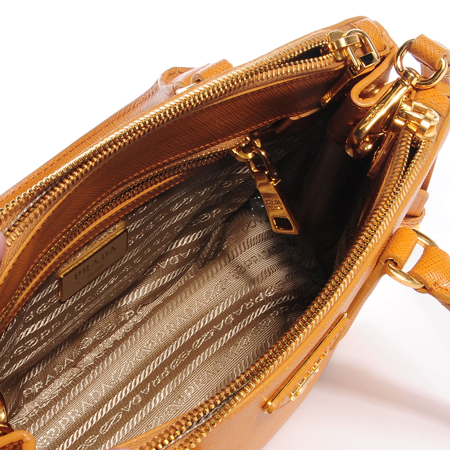 Saffiano Lux Mini Double Zip Tote Ocra