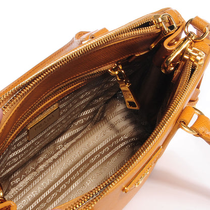Prada Saffiano Lux Mini Double Zip Tote Ocra 6 of 10