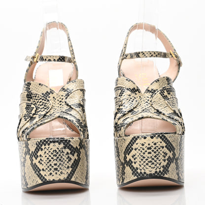Gucci Nappa Calf Python Print Keyla Platform 60/155mm Slingback Sandals 38 Beige Avana 2 of 8