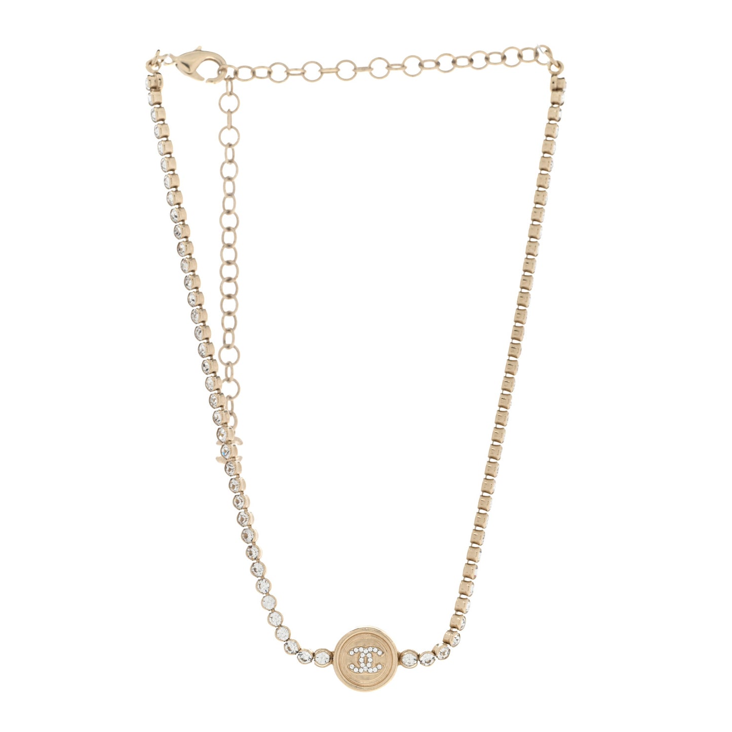 Crystal CC Chain Short Necklace Gold
