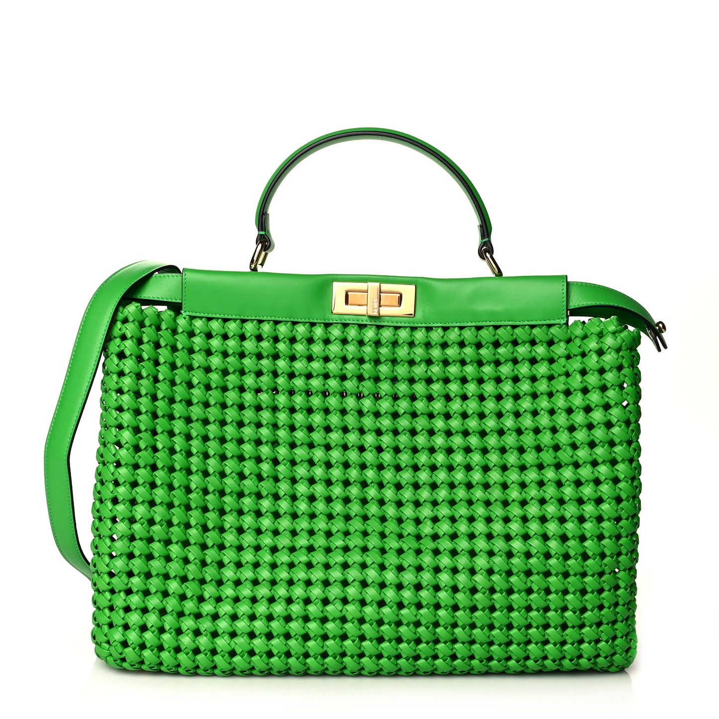 Nappa Matisse Intreccio Large Peekaboo Iconic Satchel Tomatillo