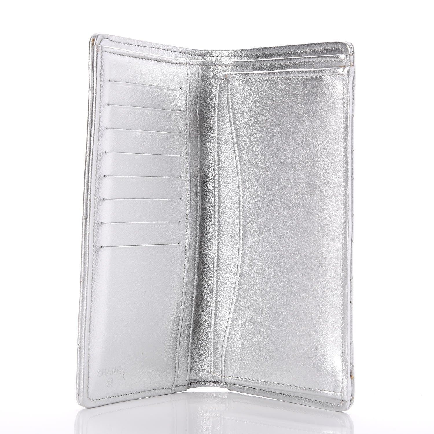 Chanel Metallic Lambskin Yen Wallet Silver 5 of 8