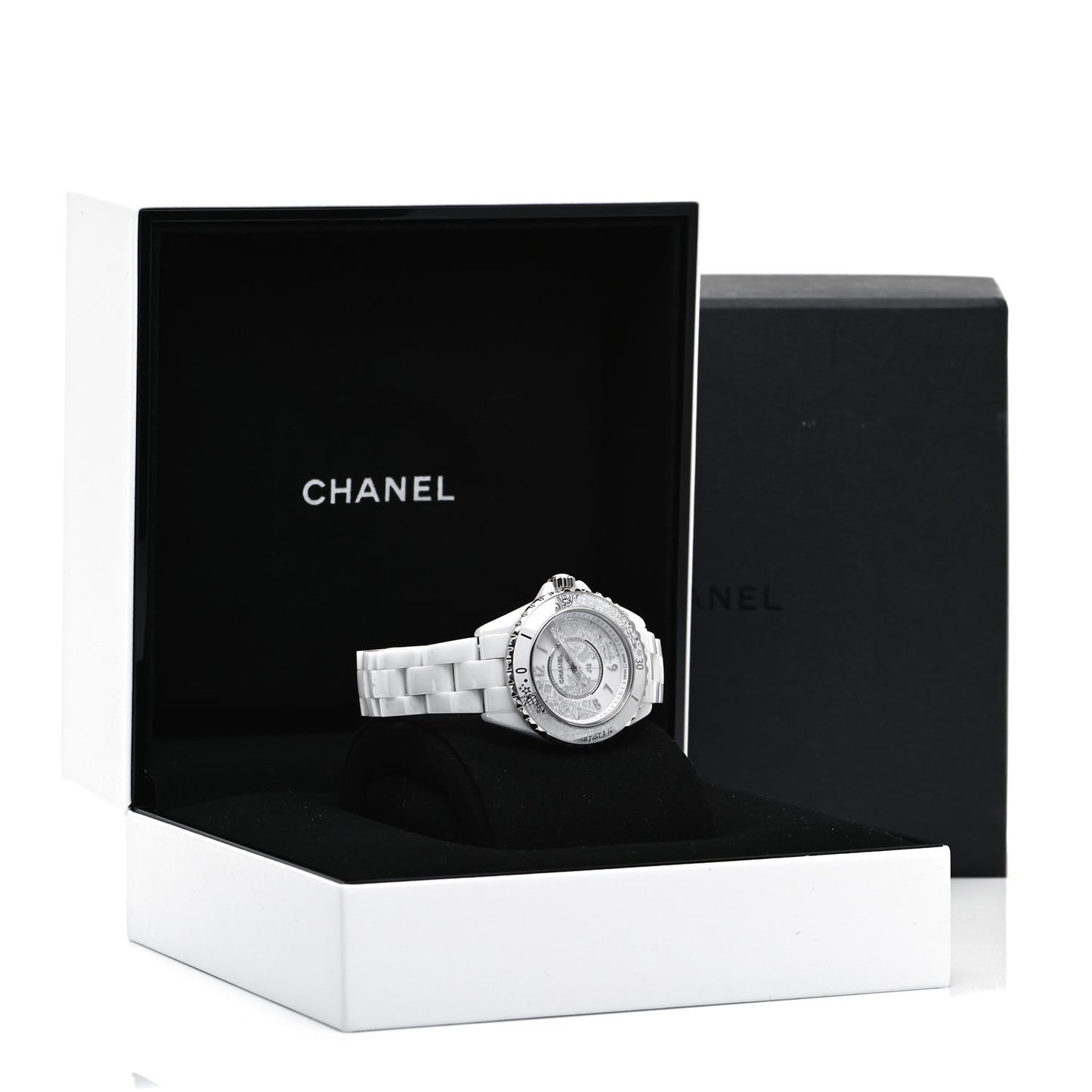 Stainless Steel Ceramic Diamond 33mm J12 Limited Edition Quartz Watch White