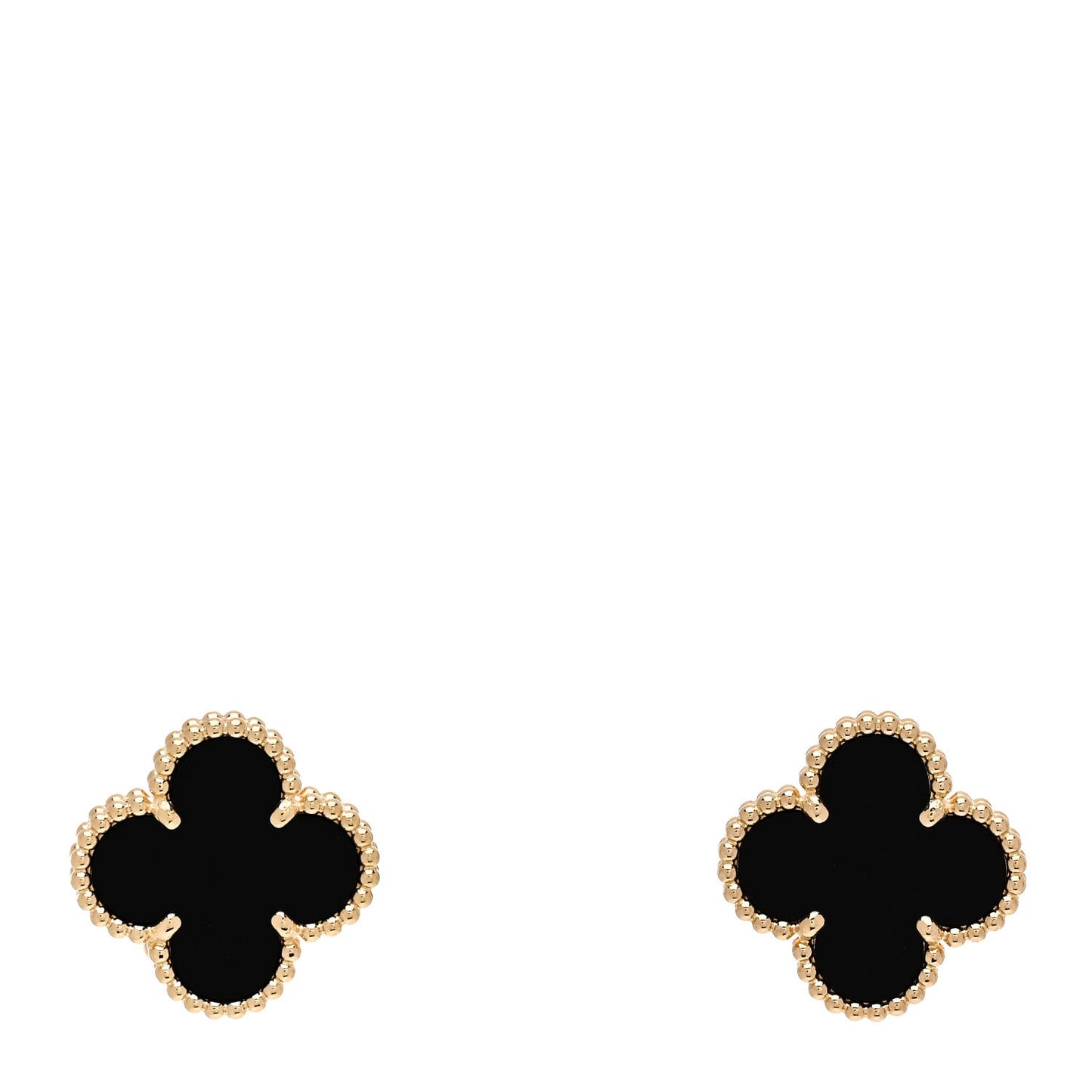 18k Yellow Gold Black Onyx Vintage Alhambra Earrings